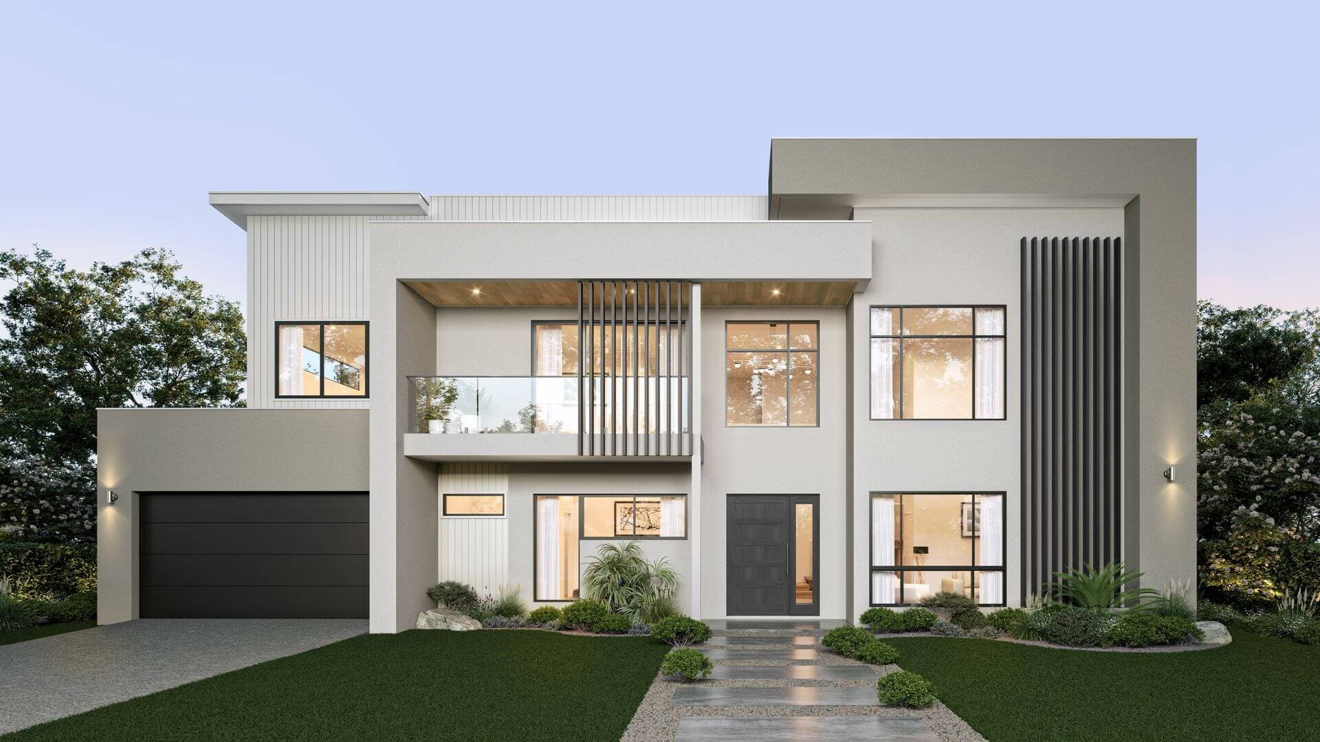 BESA architectural visualisation of the Sunnybank residence with a two-storey facade and broad glazing